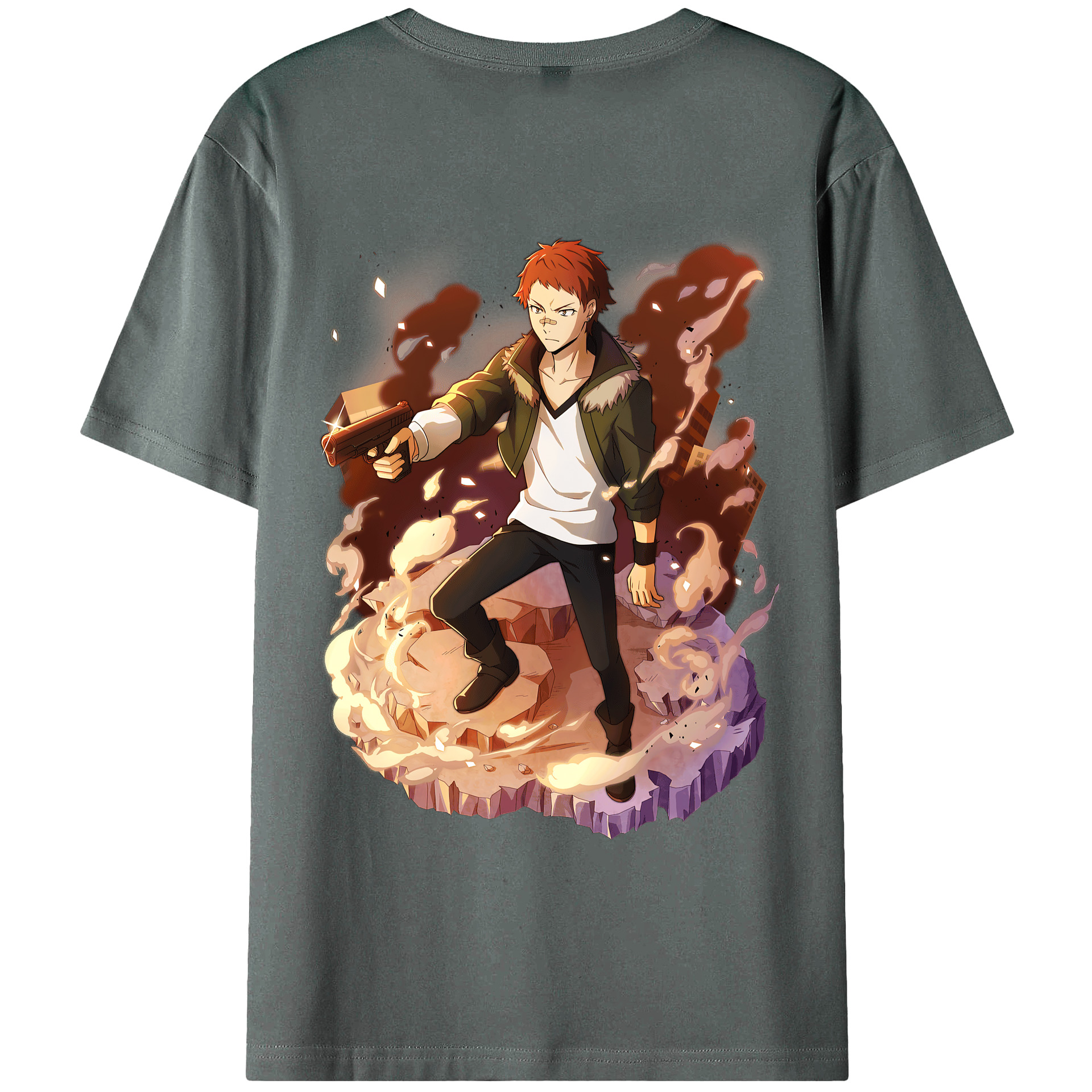 （画像用） 文豪ストレイドッグス Bungo Stray Dogs 綿100％ メンズ半袖Tシャツ（バックプリント） 通気性